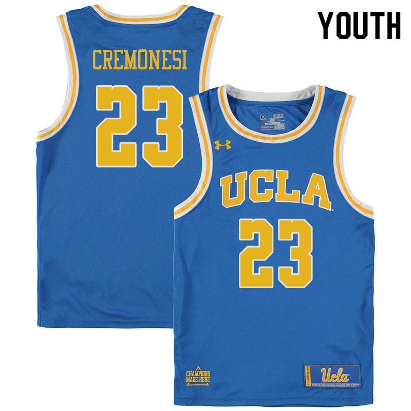 Youth #23 Logan Cremonesi UCLA Burins College Basketball Jerseys Sale-Blue